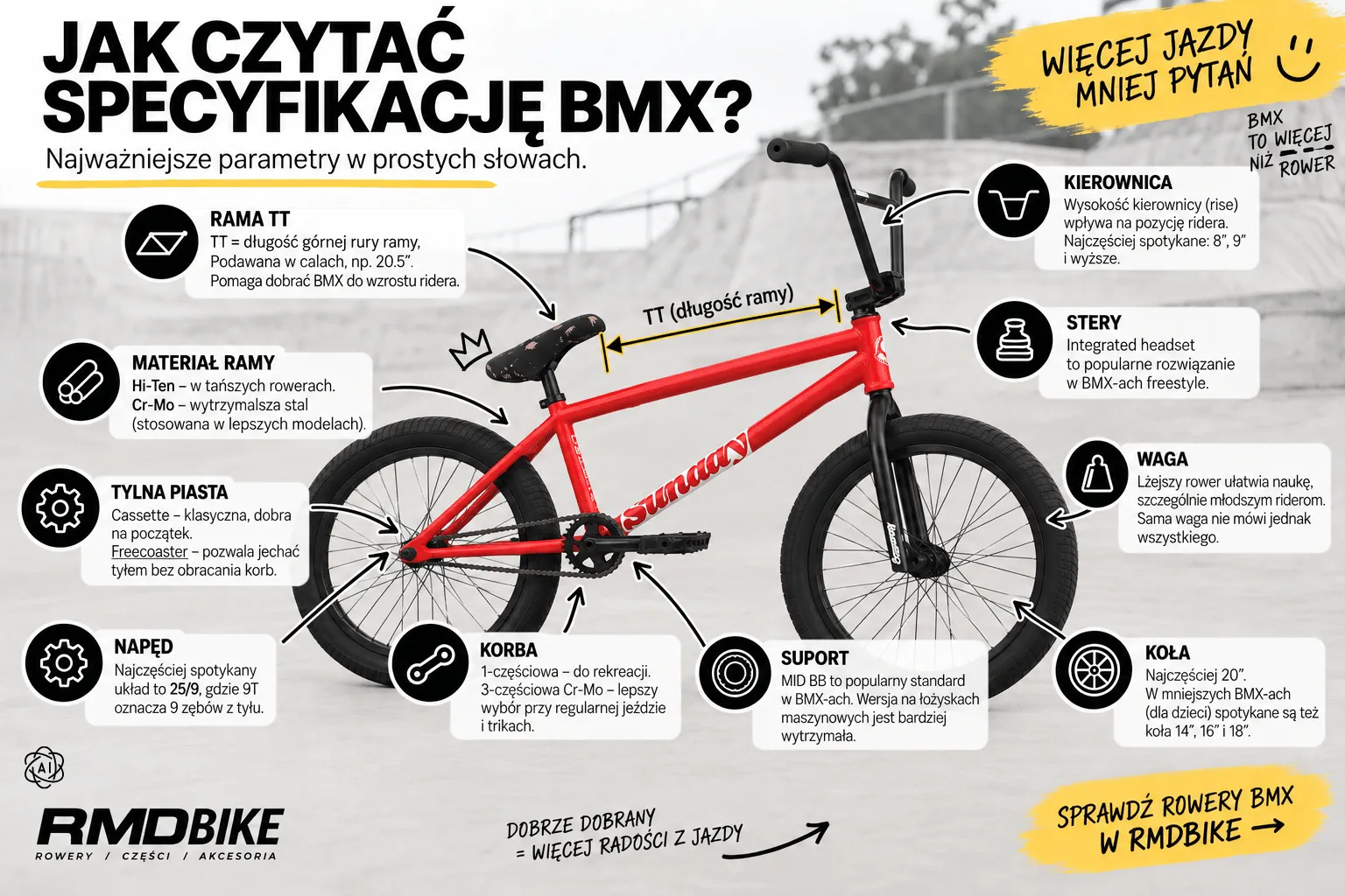 Jak czytać specyfikację BMX poradnik RMDBike